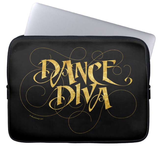 Dance Diva (gold) Laptop Sleeve (Front)