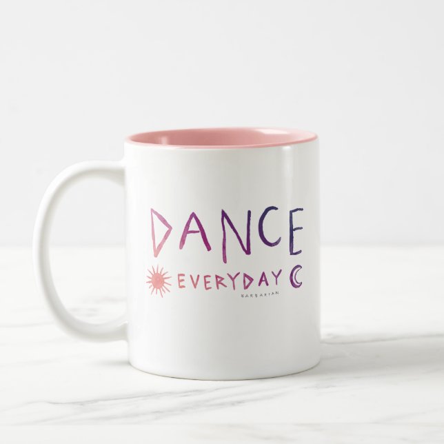 DANCE EVERYDAY Quote Ballet *Sunset Ombre* Two-Tone Coffee Mug (Left)