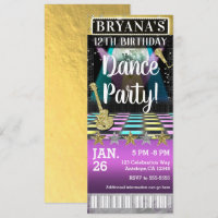 Dance Floor & Disco Ball Birthday Party Ticket