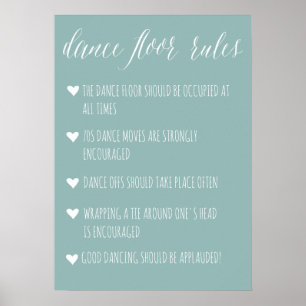 Dance Floor Rules sign   Editable color fun sign