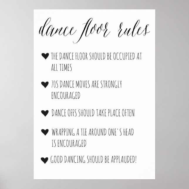 Dance Floor Rules sign | Funny wedding decor (Front)
