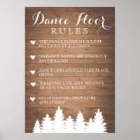 Dance Floor Rules wedding | Pine tree fun sign
