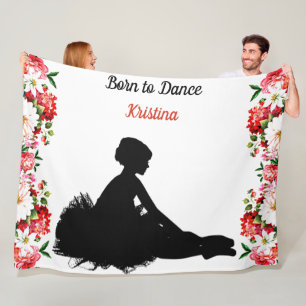 Dance Floral "Born to Dance" Personalized Fleece Blanket