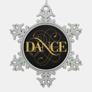 Dance Flourish Snowflake Pewter Christmas Ornament