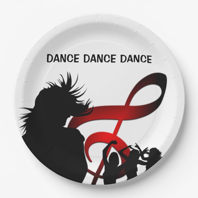 Dance Girl Modern Party Paper Plate (Front)