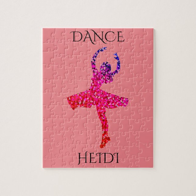 DANCE girls puzzle with personalized name. (Vertical)
