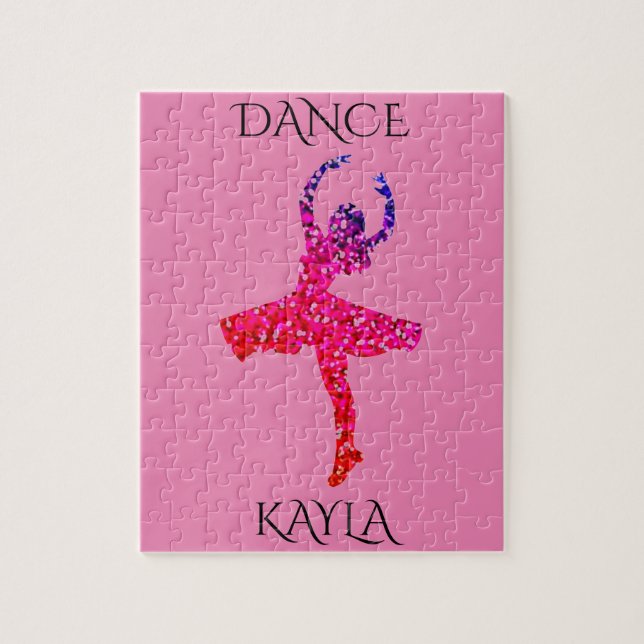 DANCE girls puzzle with personalized name. (Vertical)