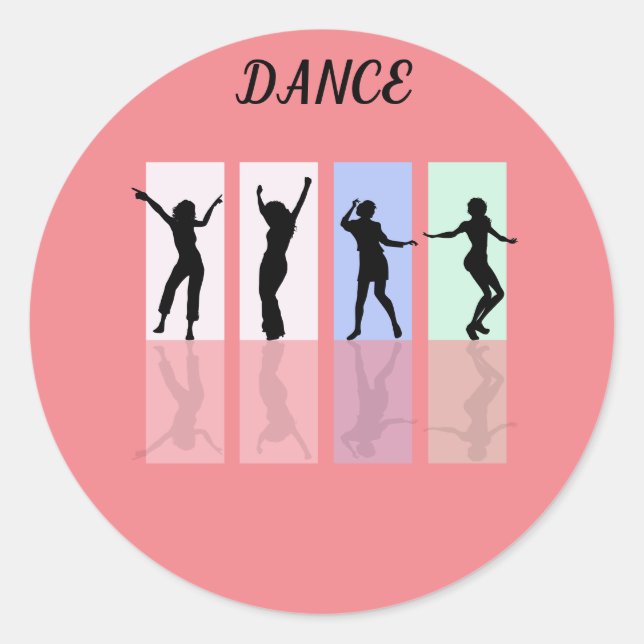 Dance glossy stickers. classic round sticker (Front)