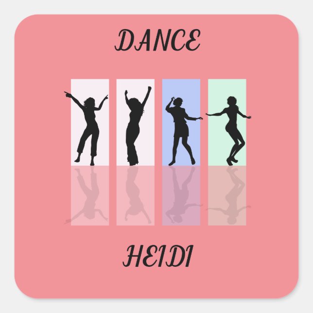 Dance glossy stickers. Personalized name. Square Sticker (Front)