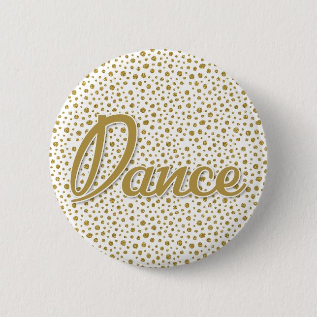 Dance Gold Dots - Gold White Dancing 2 Inch Round Button (Front)