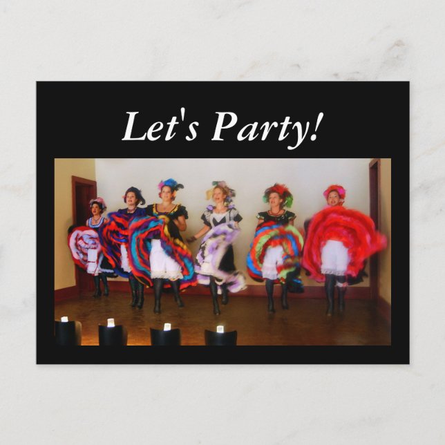 Dance Hall Girls "Let's Party!" Invitation Postcard (Front)