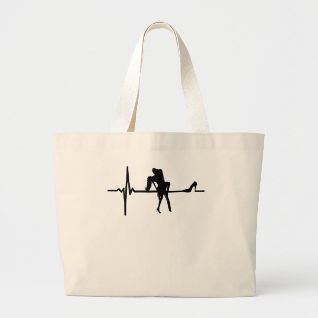 Dance Heart Beat with Stiletto She Large Tote Bag (Front)