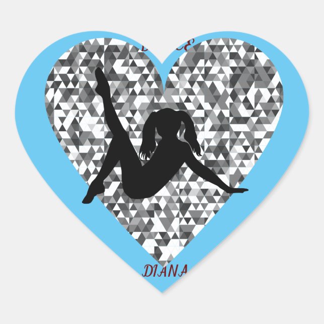 Dance heart stickers personalized. (Front)