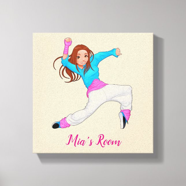 Dance hip hop girl's name bedroom canvas print (Front)