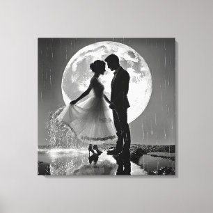 "Dance in the Rain – Moonlit Romance" Canvas Print