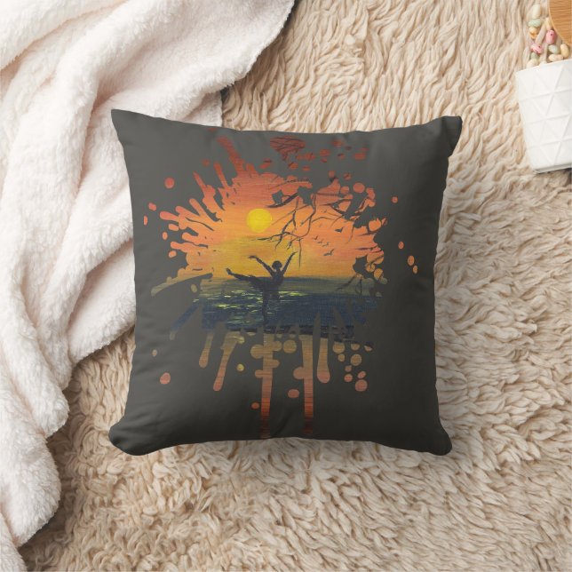     Dance in the Sunset Glow | handmade artwork  Throw Pillow (Blanket)