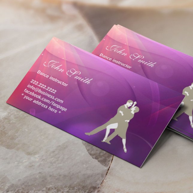 Dance Instructor Dancer Modern Purple Background Business Card (Creator Uploaded)