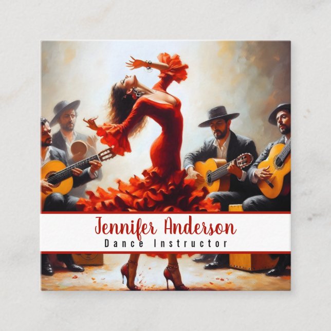 Dance Instructor Flamenco Band Square Business Card (Front)