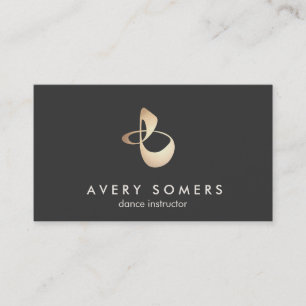 Dance Instructor Gold Movement Logo Black Business Card