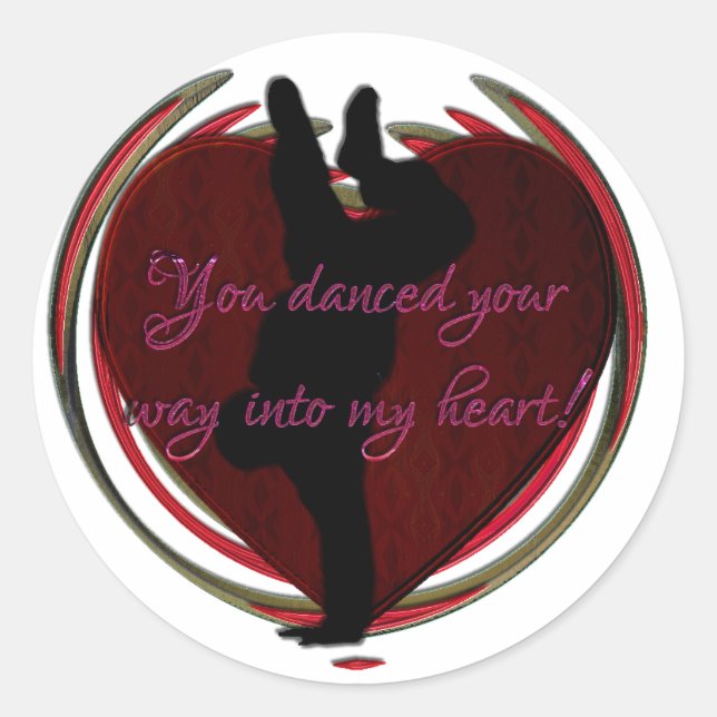 Dance into my heart classic round sticker (Front)