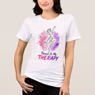 Dance Is My Therapy Dancer Watercolor Design Tri-Blend Shirt