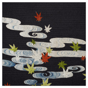 DANCE KIMONO,RUNNING WATER,FALLING LEAVES Floral Fabric