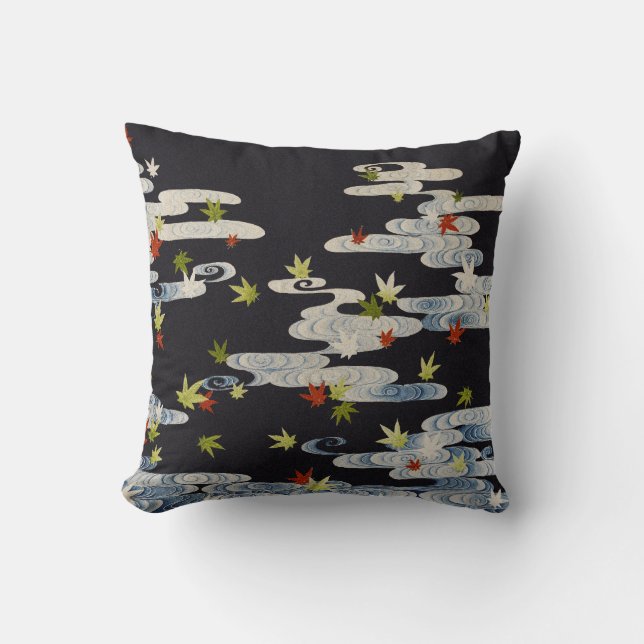 DANCE KIMONO,RUNNING WATER,FALLING LEAVES Floral Throw Pillow (Front)