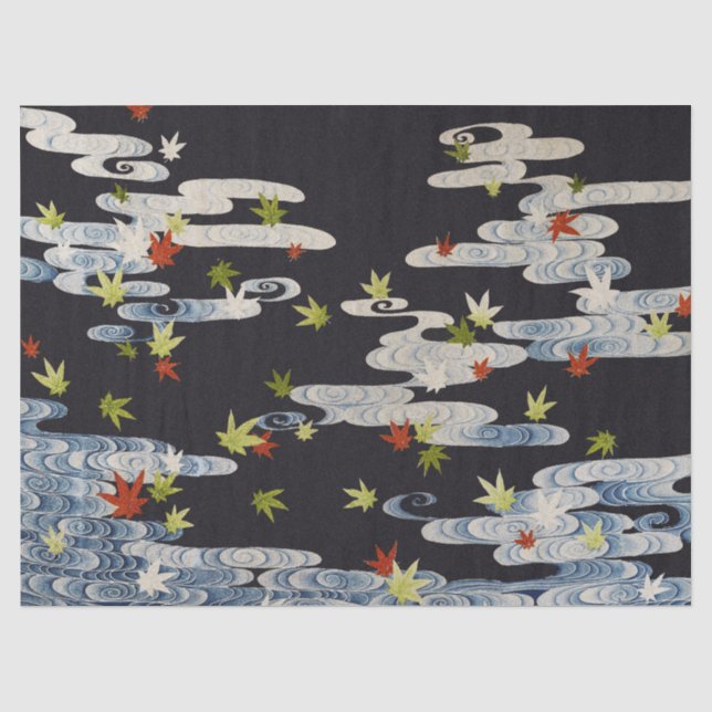 DANCE KIMONO,RUNNING WATER,FALLING LEAVES Floral Tissue Paper (Front)