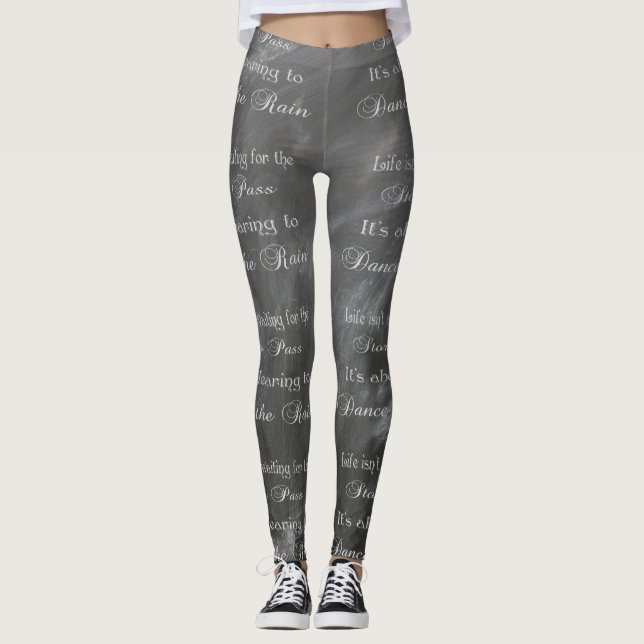 Dance Leggings Dance In The Rain Chalkboard (Front)