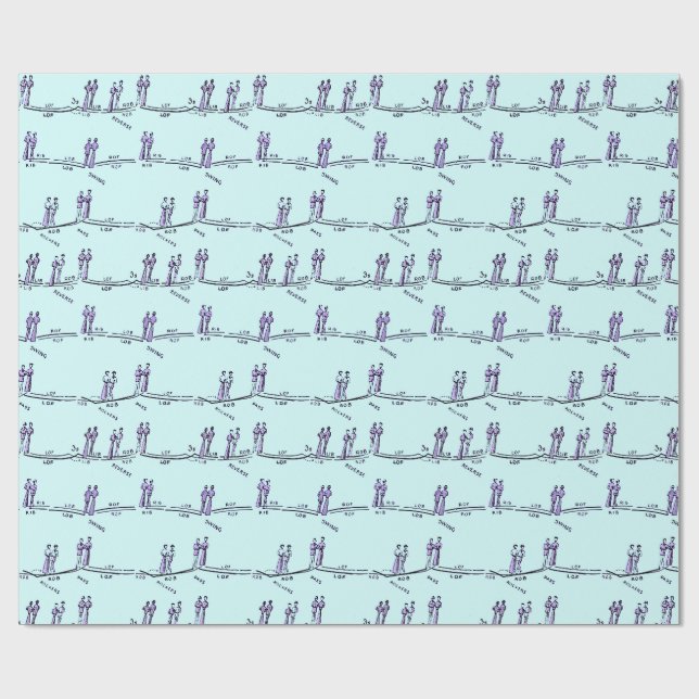 Dance Lessons Wrapping Paper (Blue) (Flat)