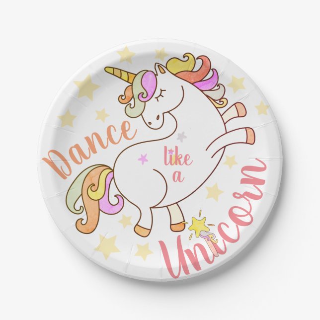 Dance like a Unicorn Personalized Paper Plate (Front)