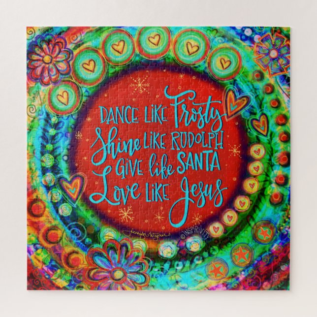 Dance like Frosty Quote Festive Colourful Jigsaw Puzzle (Vertical)
