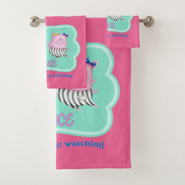 Dance Like No One is Watching Happy Dancing Pigs   Bath Towel Set (Insitu)