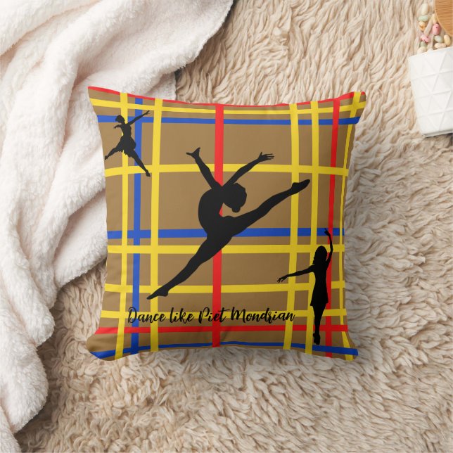 Dance like Piet Mondrian Modern Art  Throw Pillow (Blanket)