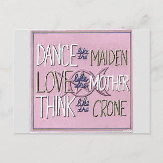 "Dance, Love, Think" Handpainted Postcard