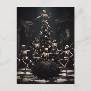 dance macabre Christmas Skeletons around the tree Postcard