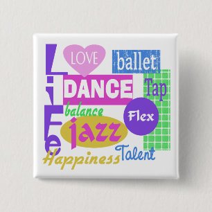 Dance Mix 2 Inch Square Button