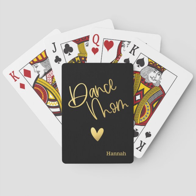 Dance Mom Black and Gold Personalized Playing Cards (Back)