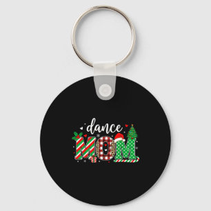 Dance Mom Christmas Buffalo Plaid Leopard Santa Ha Keychain