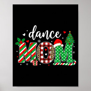 Dance Mom Christmas Buffalo Plaid Leopard Santa Ha Poster