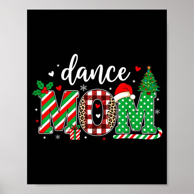 Dance Mom Christmas Buffalo Plaid Leopard Santa Ha Poster (Front)