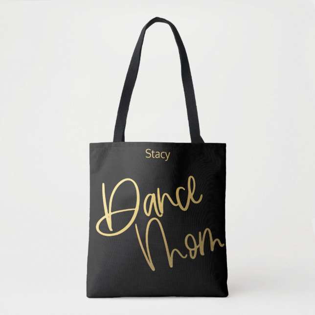 Dance Mom Gold and Black Cute Personalized Tote Bag (Front)