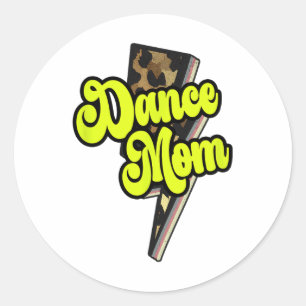 Dance Mom Leopard Bolt Thunder Vintage Sports Danc Classic Round Sticker