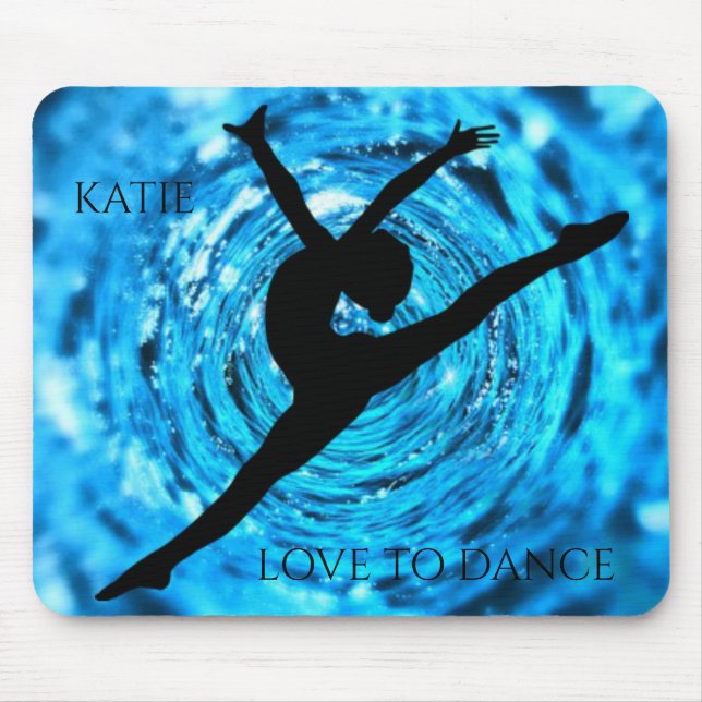 Dance mouse pad with personalized name. (Front)