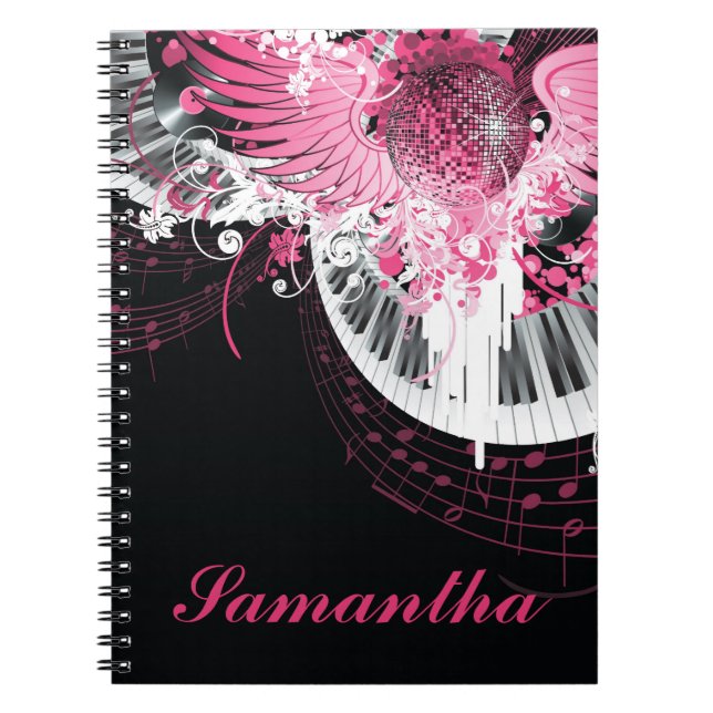 Dance Music Disco Ball Piano Music Spiral Notebook (Front)