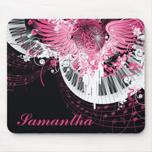 Dance Music Disco Ball Piano Personalized Mousepad (Front)