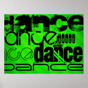 Dance; Neon Green Stripes Poster