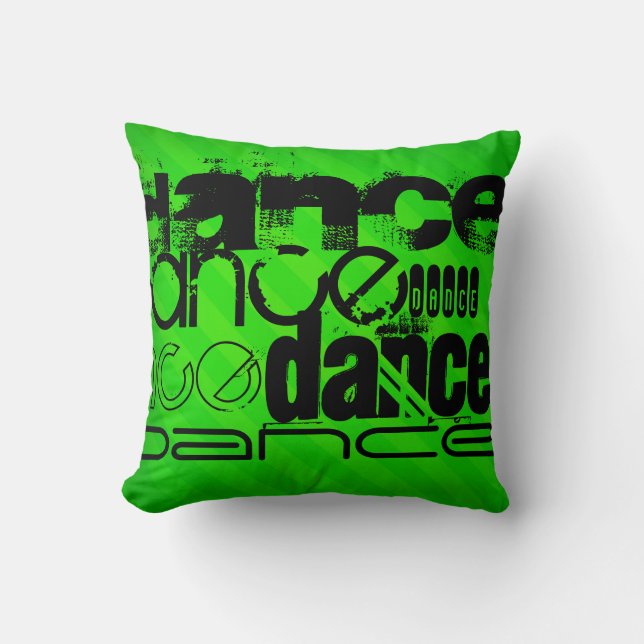 Dance; Neon Green Stripes Throw Pillow (Front)