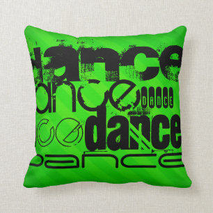 Dance; Neon Green Stripes Throw Pillow