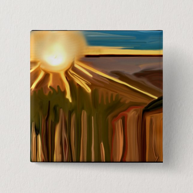 Dance of The Cacti Abstract Art 2 Inch Square Button (Front)